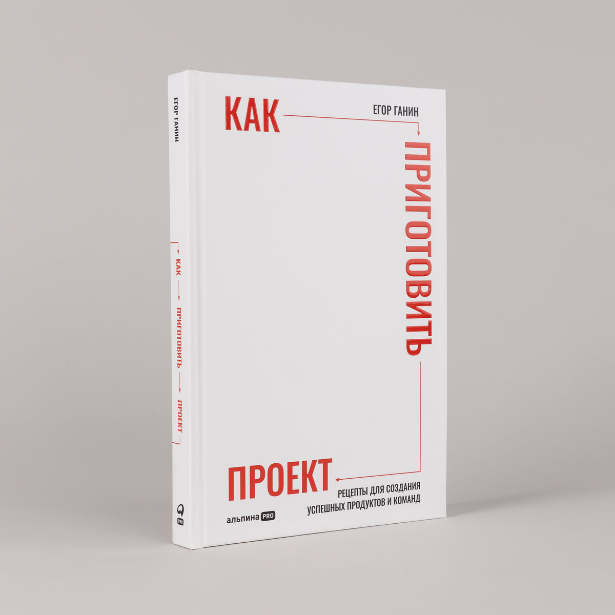 Книга Егора Ганина «Как приготовить проект»: белая обложка с красным названием